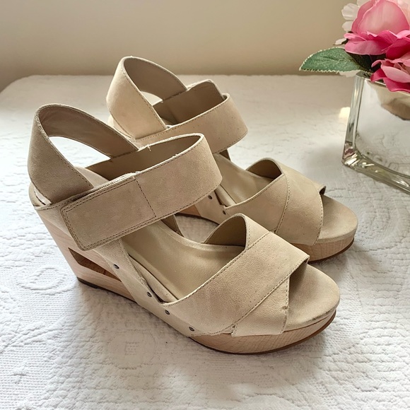 Eileen Fisher Leather Wooden Cut Out Clog Wedge 5 5.5 - Picture 2 of 16